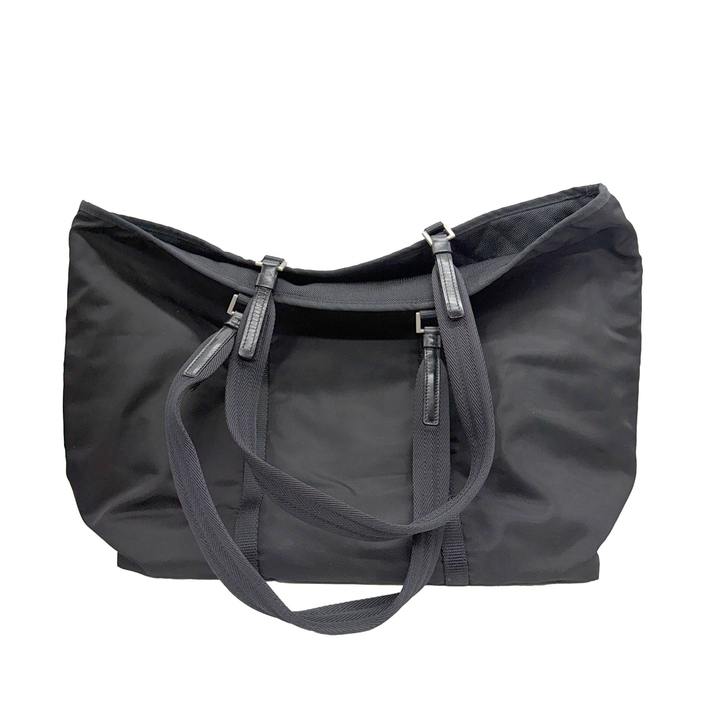 CONSIGNMENT Prada Nylon Enameled Metal Triangle Shoulder Bag