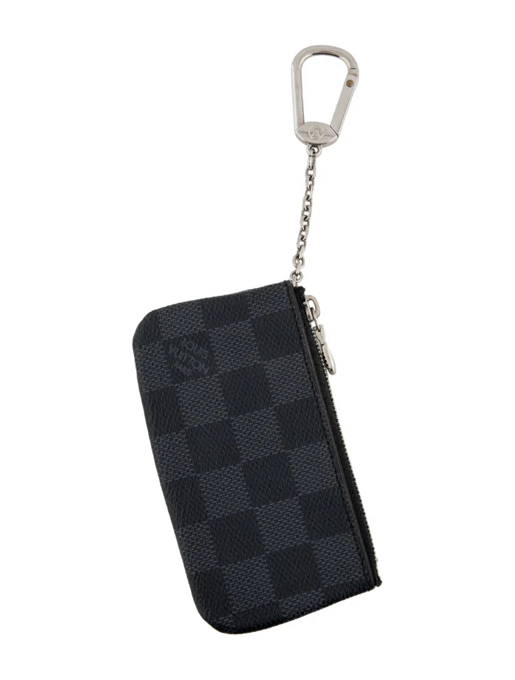 $355 Louis Vuitton Damier Graphite Canvas Pochette Cles Key Pouch CONSIGNMENT
