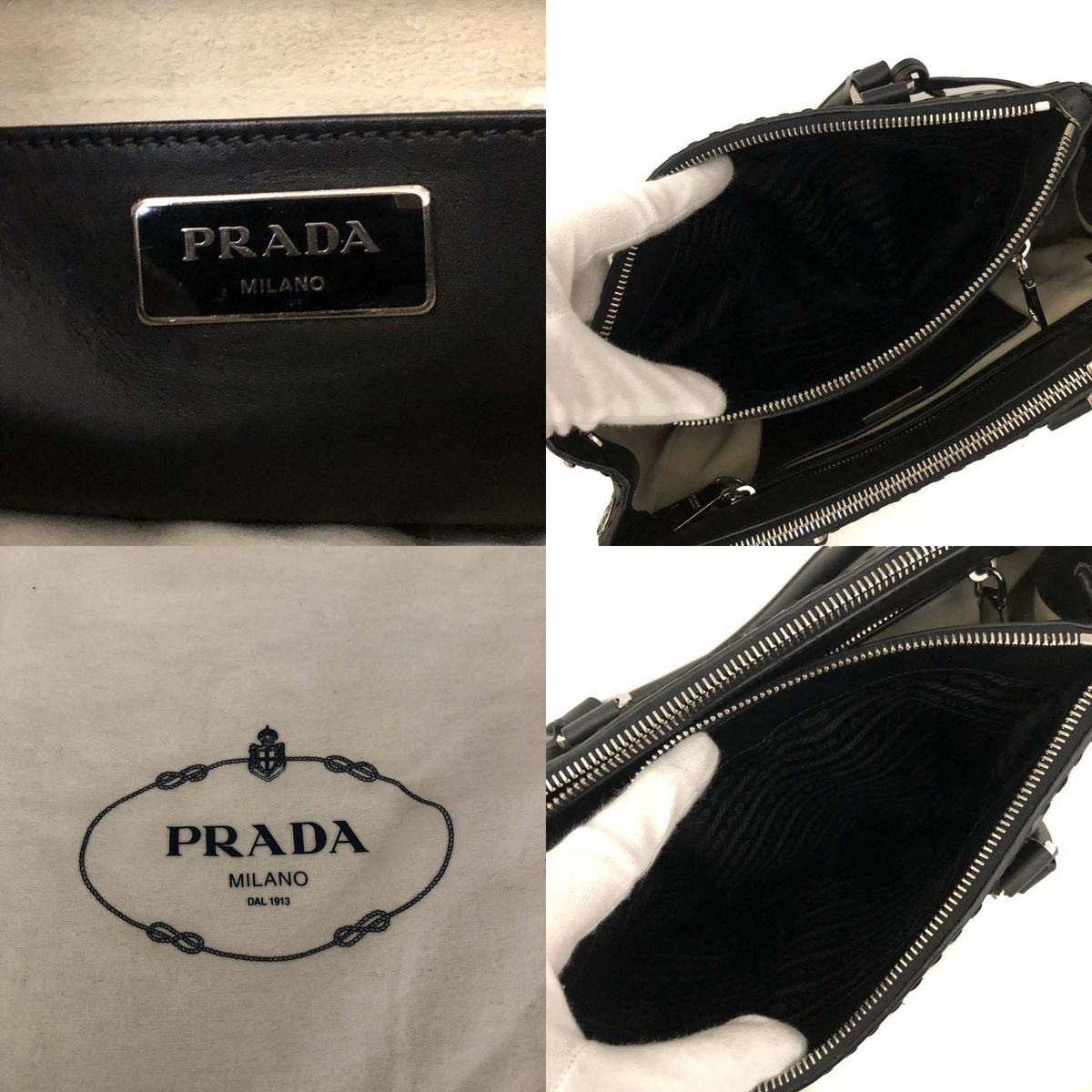 $2480 Prada Leather 2way Shoulder Bag