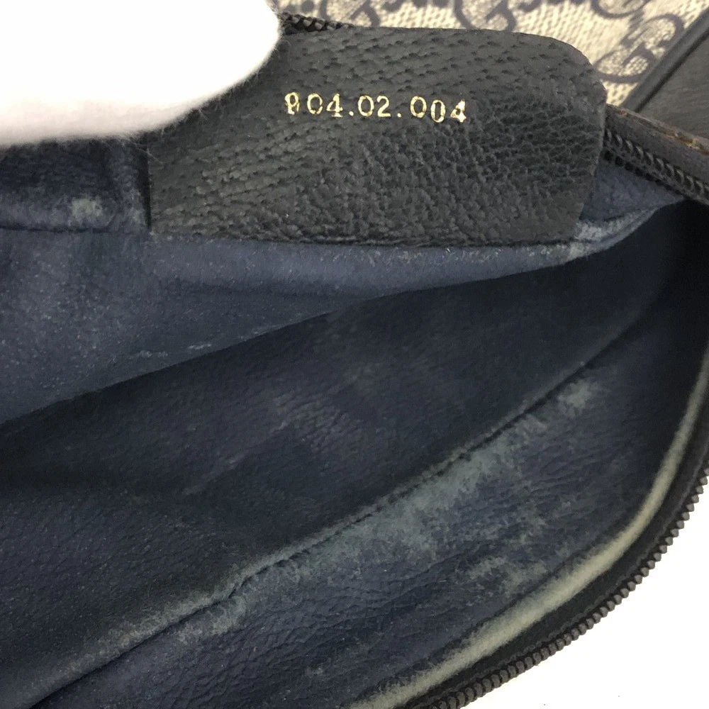 GUCCI GG Logo PVC Webbing Shoulder Bag Navy blue