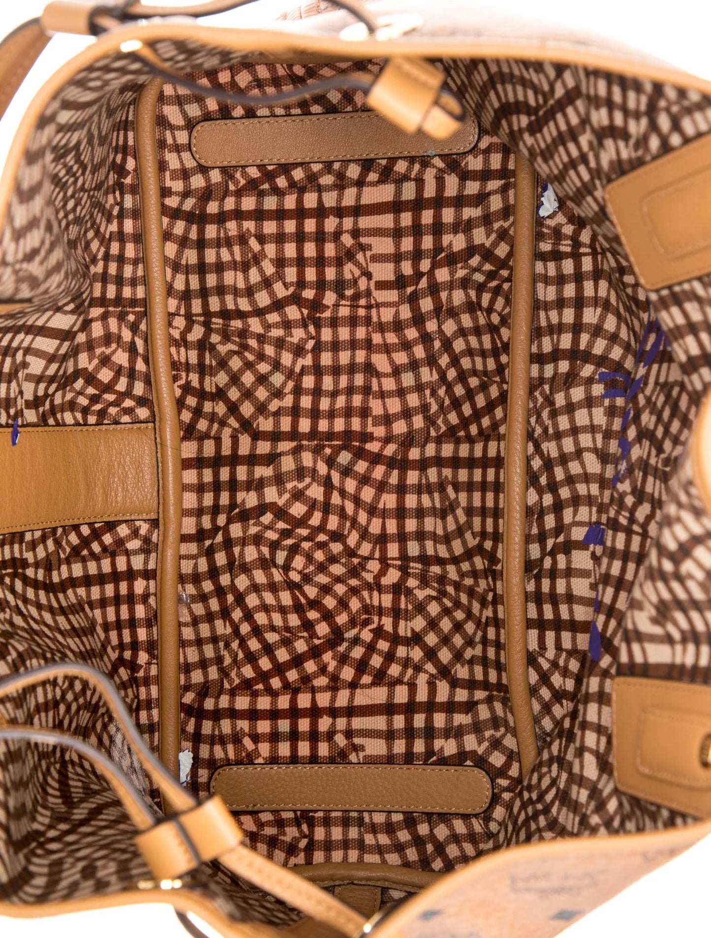 $780 MCM Visetos Medium Liz Reversible Shopper Tote Cognac