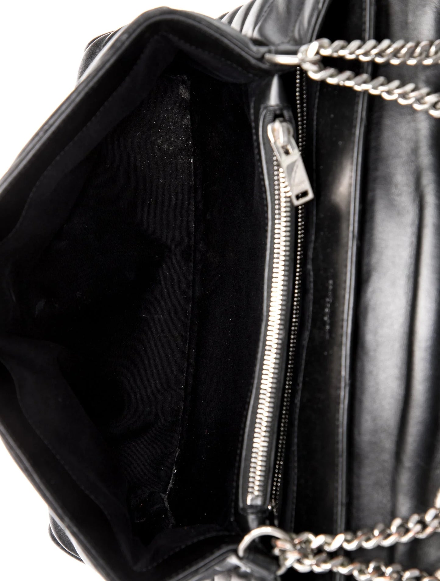 $3250 Saint Laurent Quilted Monogram Medium Loulou Chain Satchel Black