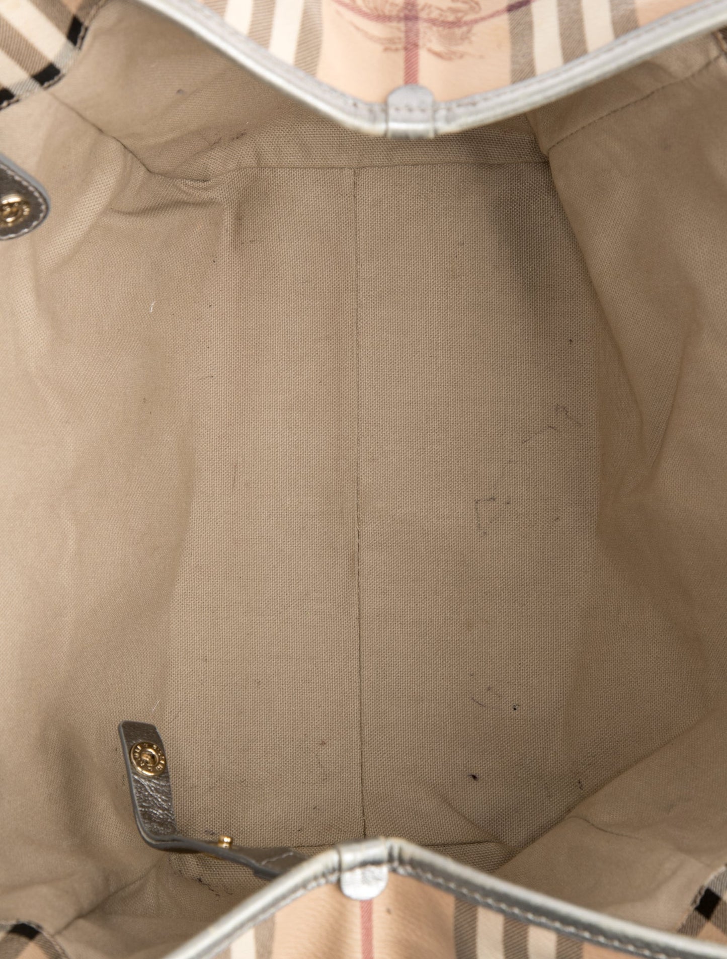 $895 Burberry Haymarket Check Small Canterbury Tote Silver