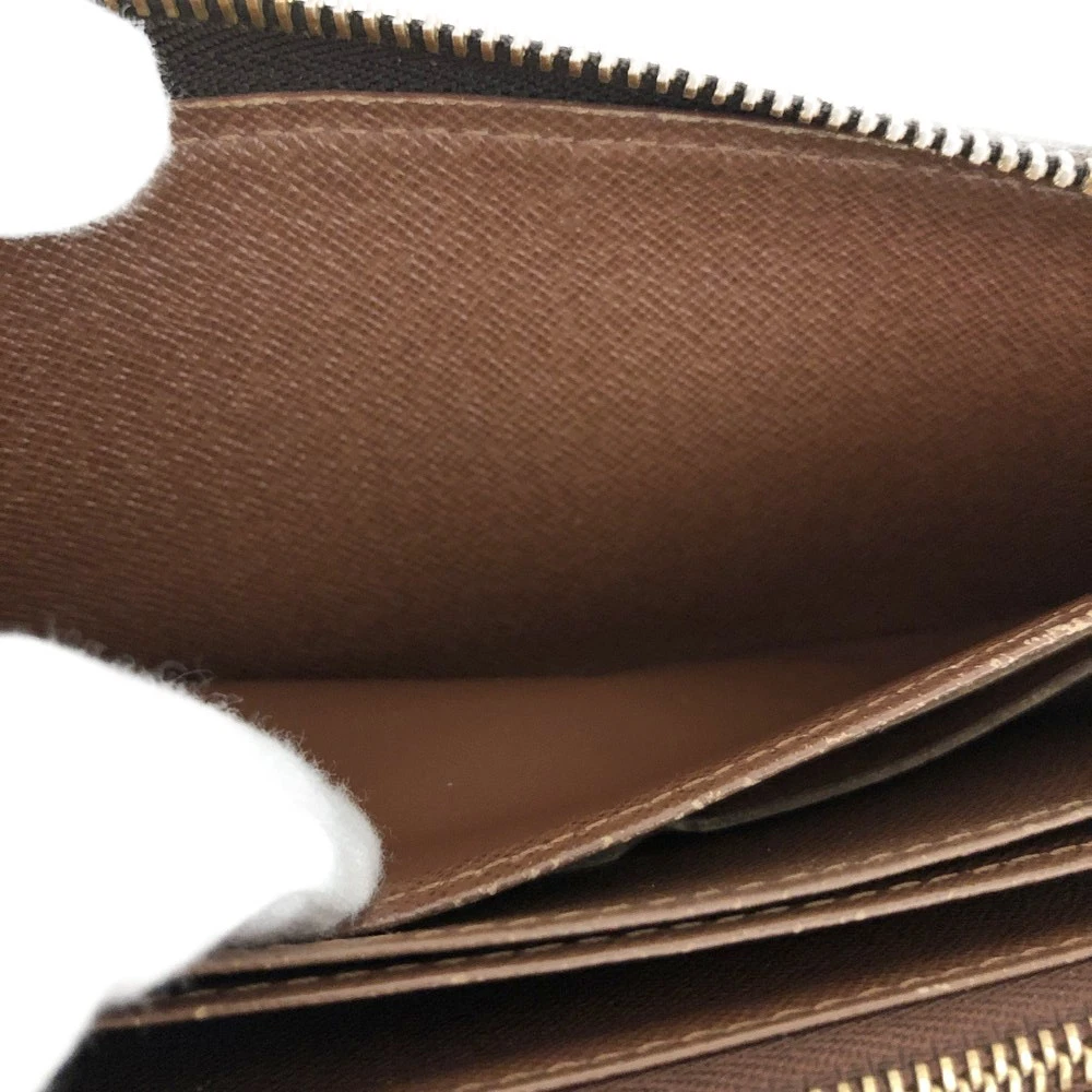 $915 2009 Louis Vuitton Monogram Zippy Zip Around Long Wallet Brown CA0029
