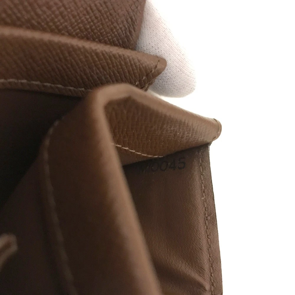 $435 Louis Vuitton Monogram Porte Monnaie Plat Coin Purse Wallet Brown MI0045