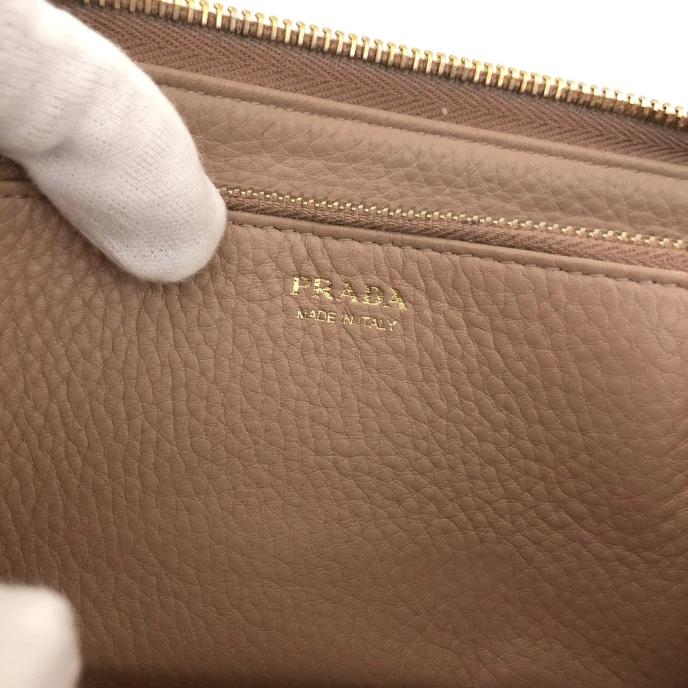 $1070 PRADA Saffiano Metal Logo Zip Around Long Wallet Pink