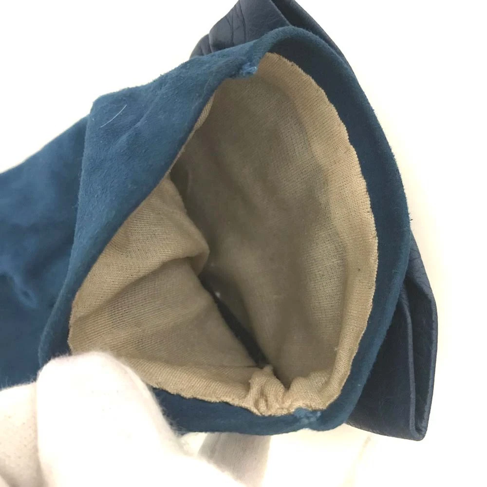 Salvatore Ferragamo Ribbon Leather Gloves Blue