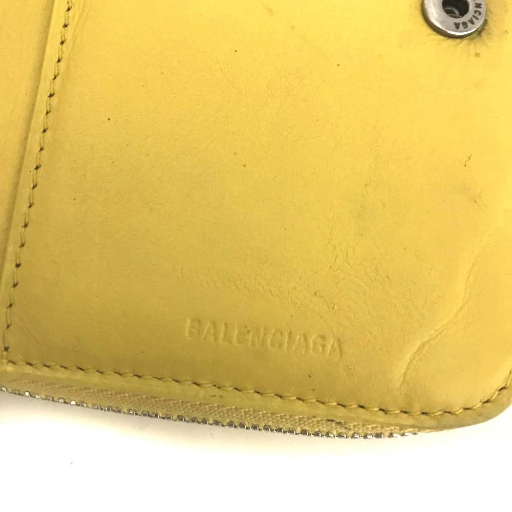 BALENCIAGA BB Logo Leather Bifold Wallet Yellow