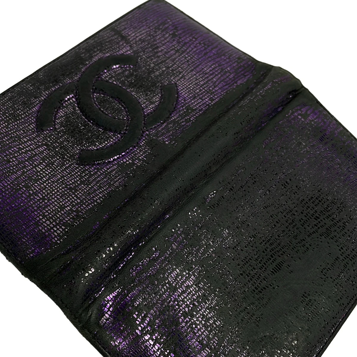 CHANEL A48641 Purple Leather Long Wallet