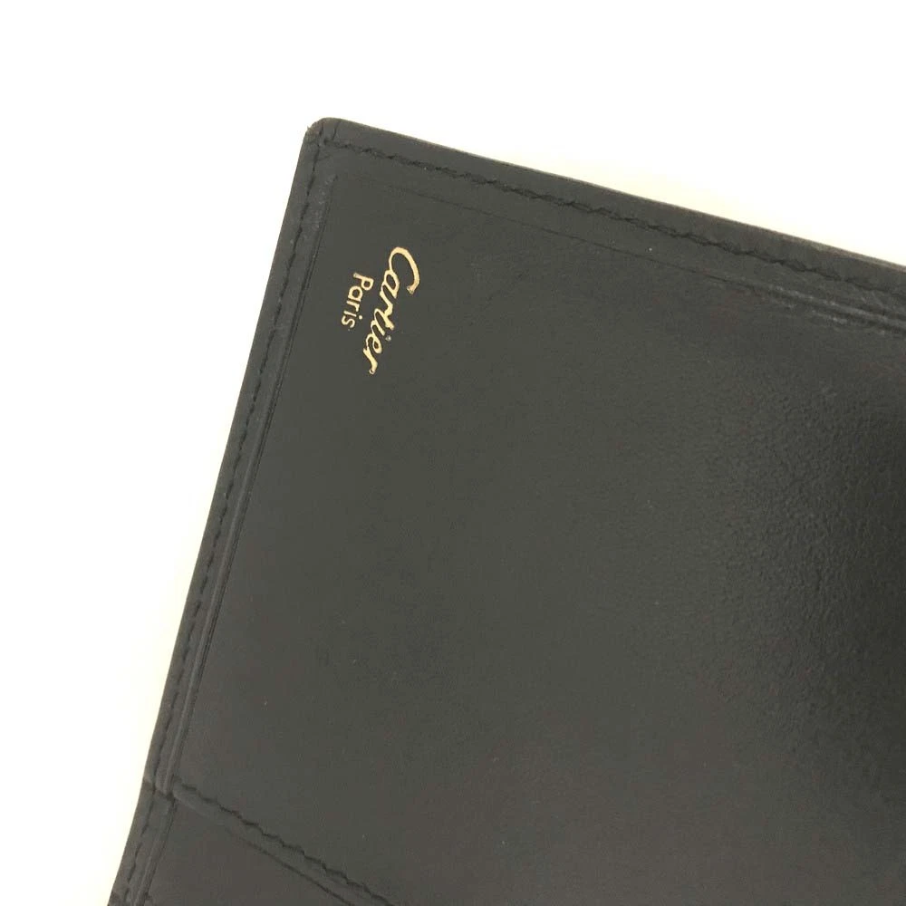 $800 Pasha de Cartier Leather Long Bifold Wallet Black