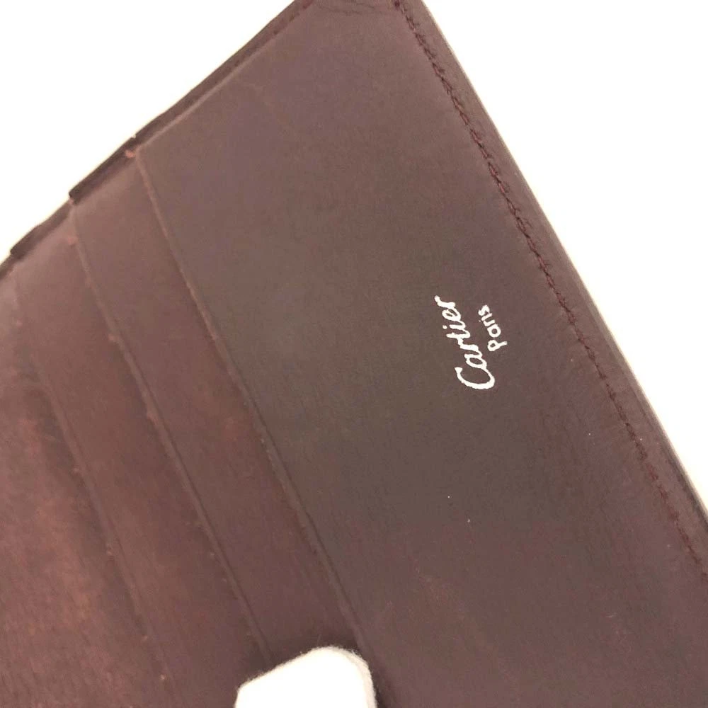 Must de Cartier Leather Trifold Wallet Purse Bordeaux