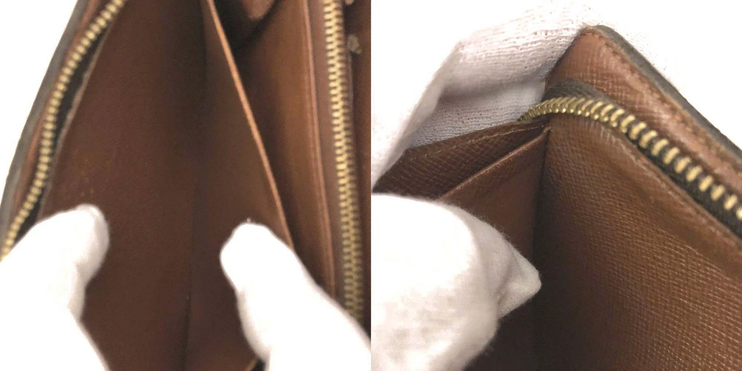 $915 2002 Louis Vuitton Monogram Porte Monnaie Zippy Long Wallet Brown TH1022