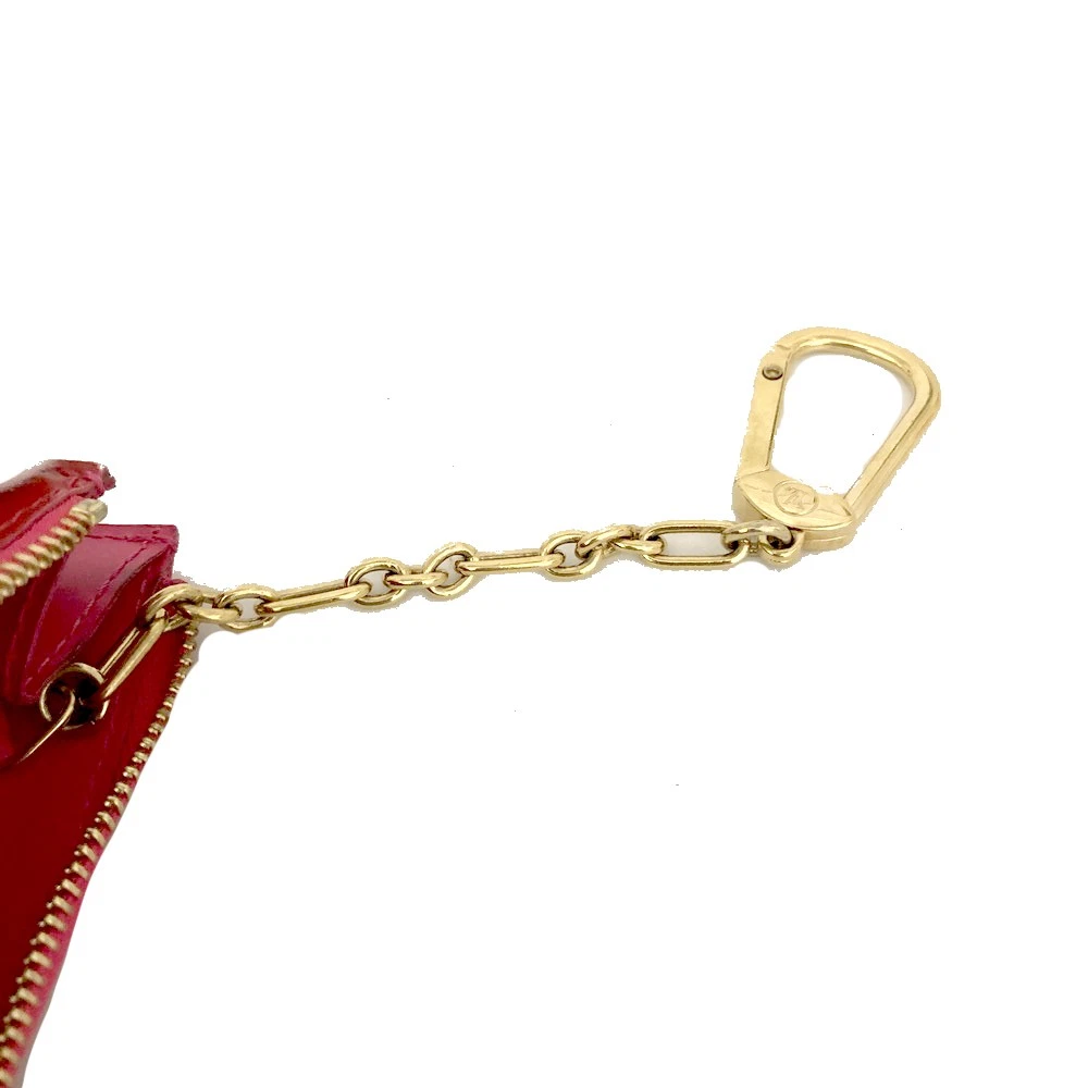 $390 2009 Louis Vuitton Monogram Vernis Key Pouch Pink CA1049