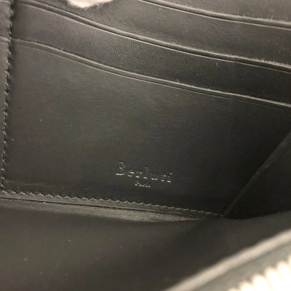 $1800 Berluti Calligraphy Itauba Long Zipped Wallet Venezia Calf Leather