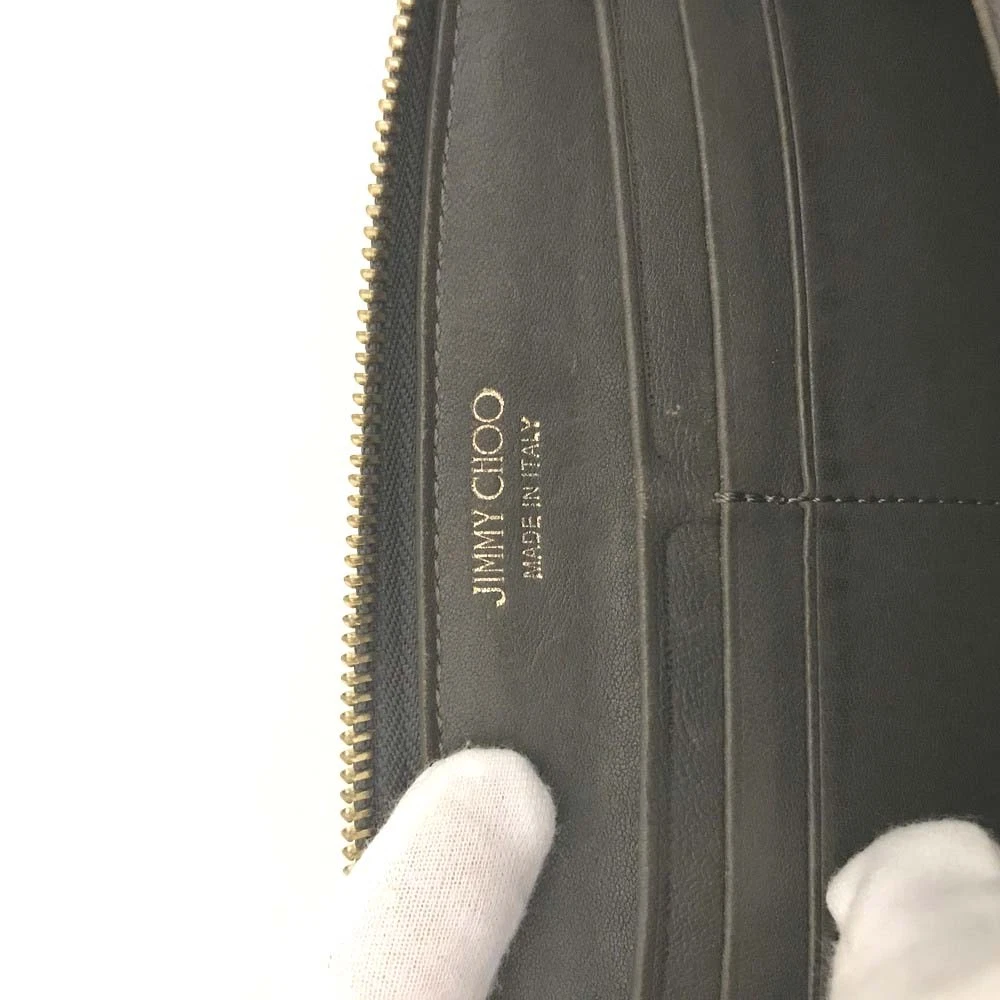 Jimmy Choo Filipa Star Studded Leather Zip Around Long Wallet Gray