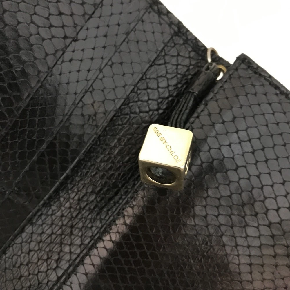 See By Chloe Leather Long Bifold Wallet Black