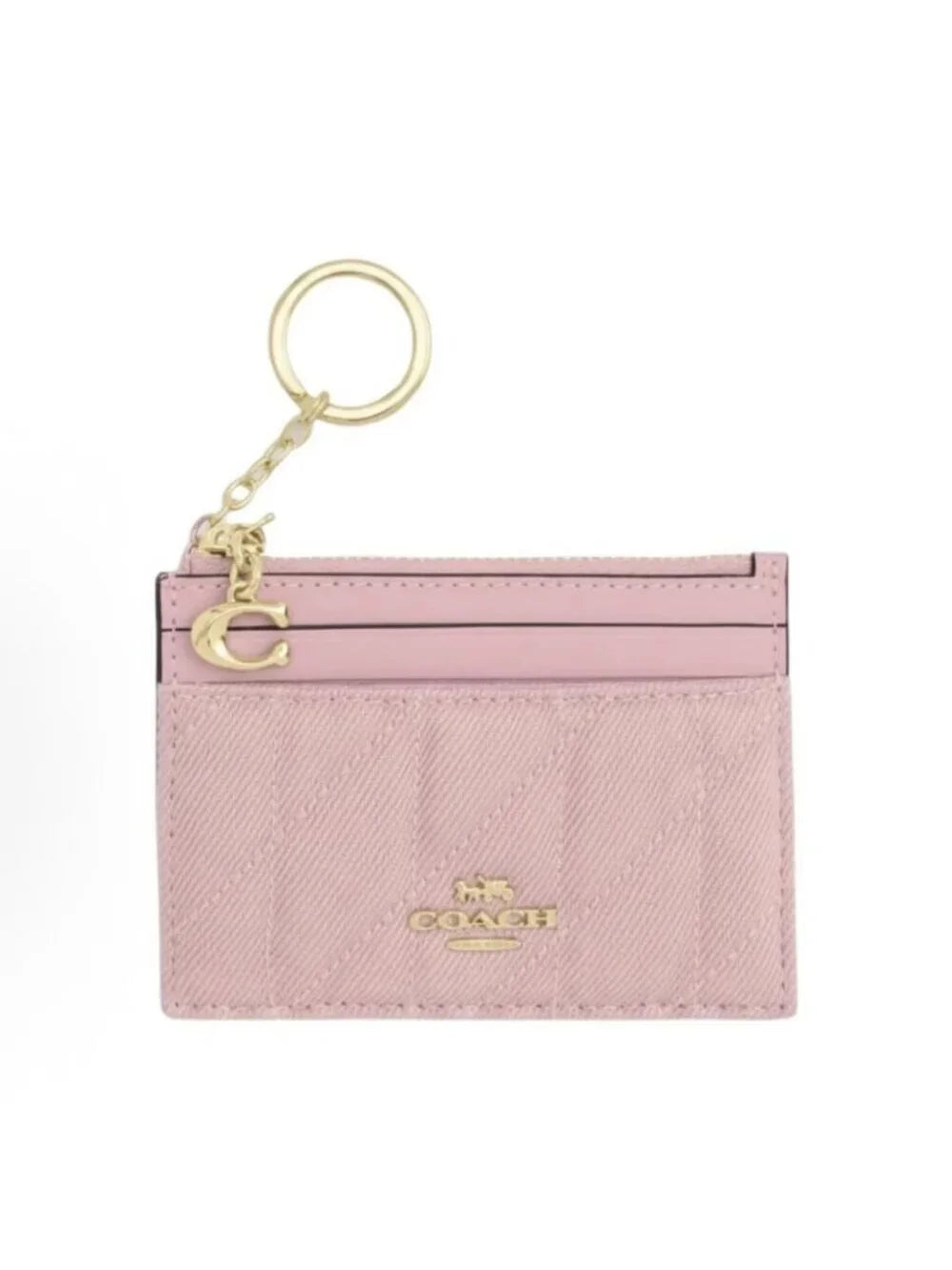 $95 COACH Mini Skinny ID Case In Loved Denim With Quilting And Charm COSIGNMENT