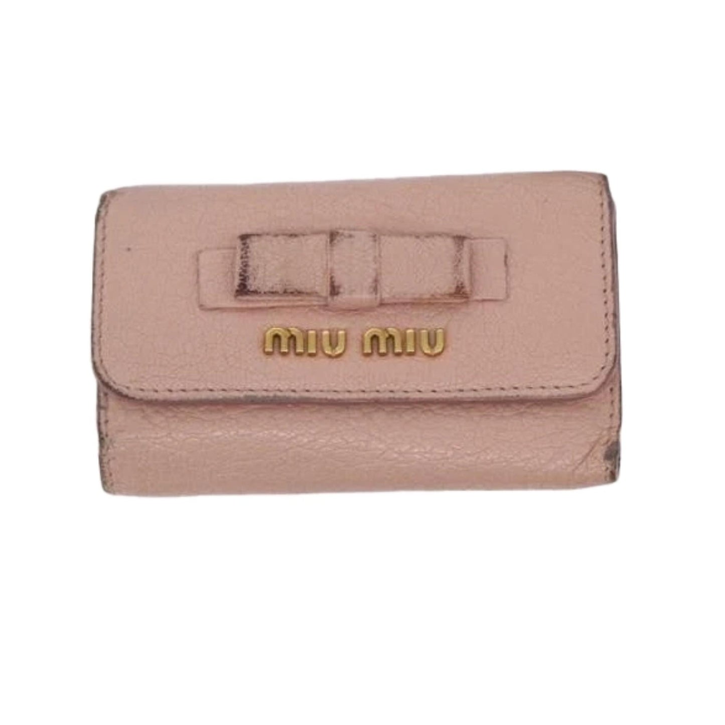 Miu Miu Signature Bow Pink Leather Key Case
