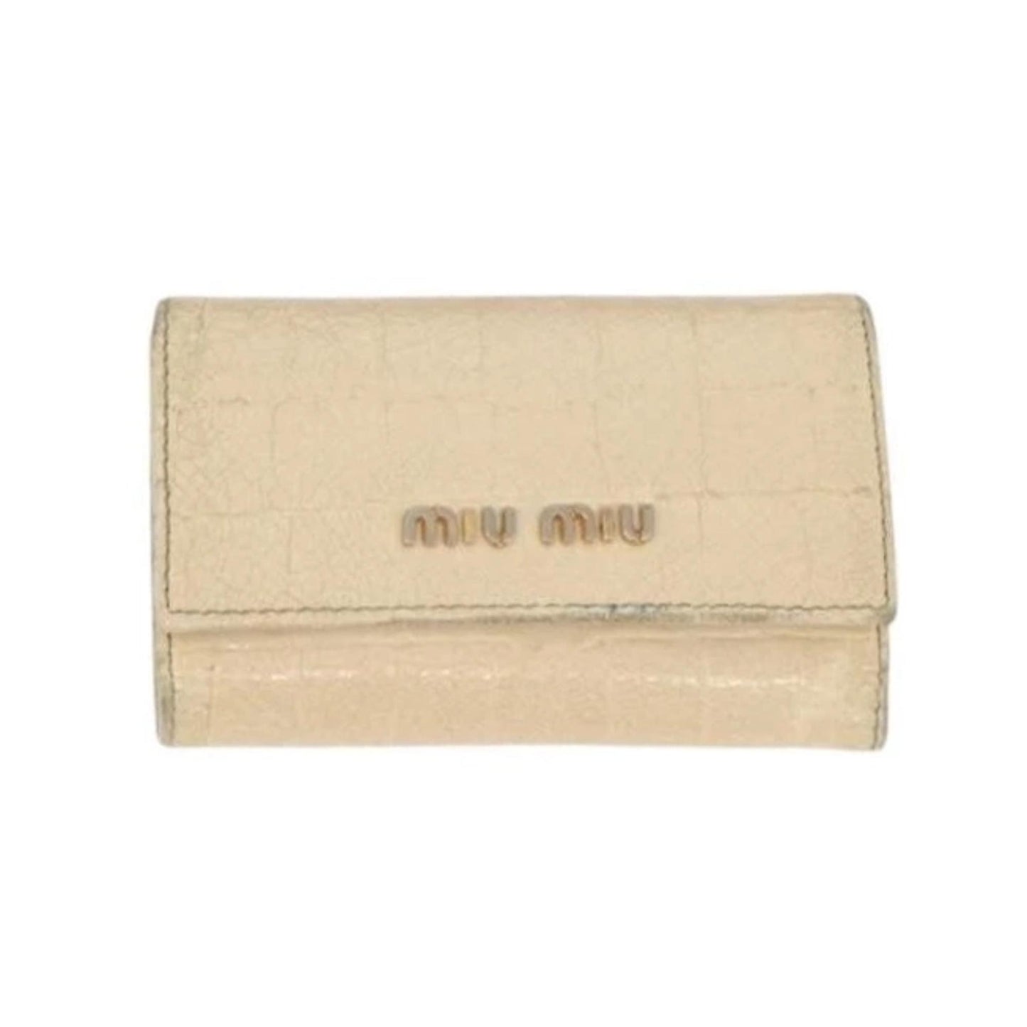 Miu Miu Patent Cream Croc Embossed Key Case
