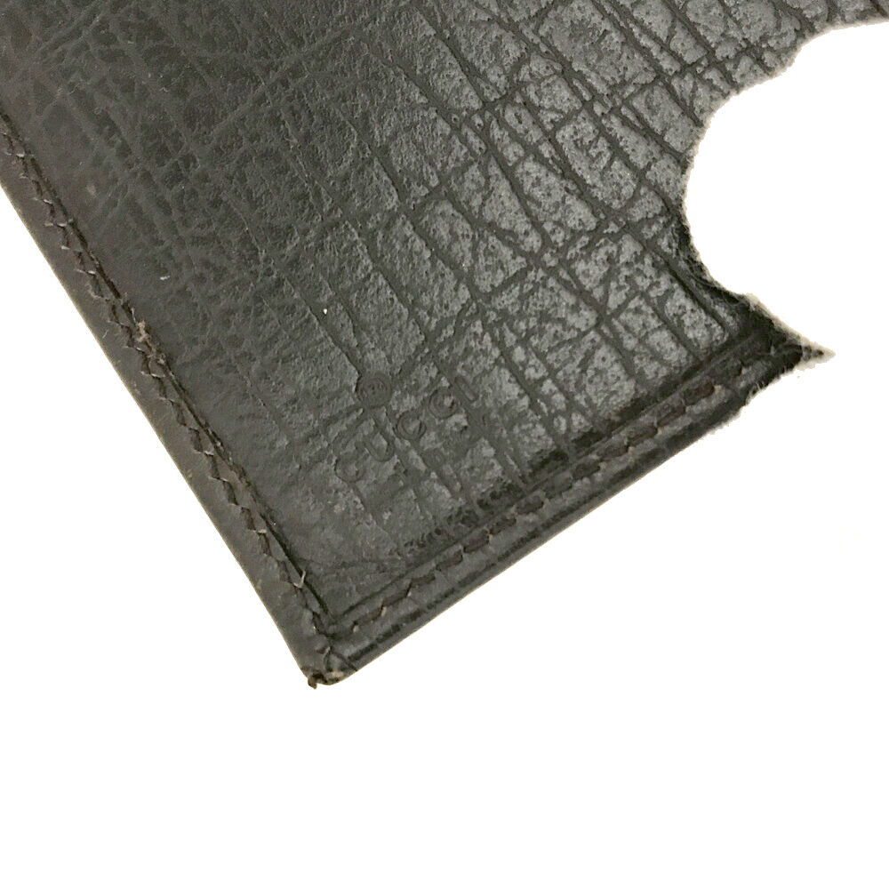 GUCCI Horse Bit GG Logo Canvas Leather Clip Long Bifold Wallet