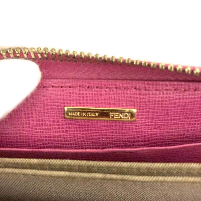 Fendi Zucca Spalmati Vitello Elite Zip Around Wallet Tobacco Ciclamino