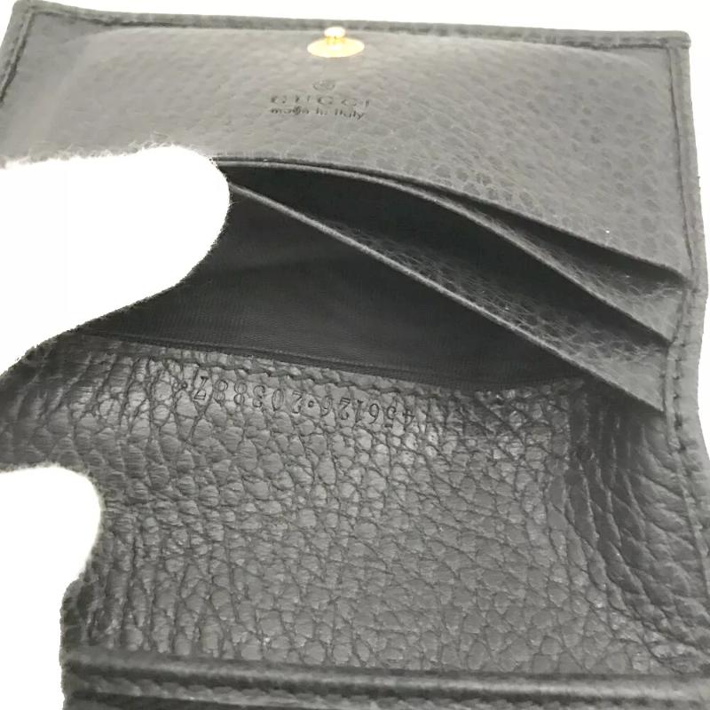 Gucci Pebbled Calfskin GG Marmont Card Case Black