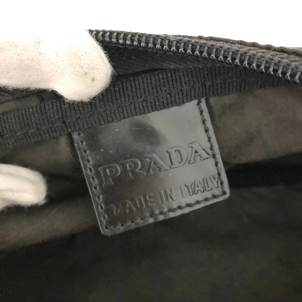 $625 PRADA Logo Plate Nylon Cosmetic Pouch Bag Black