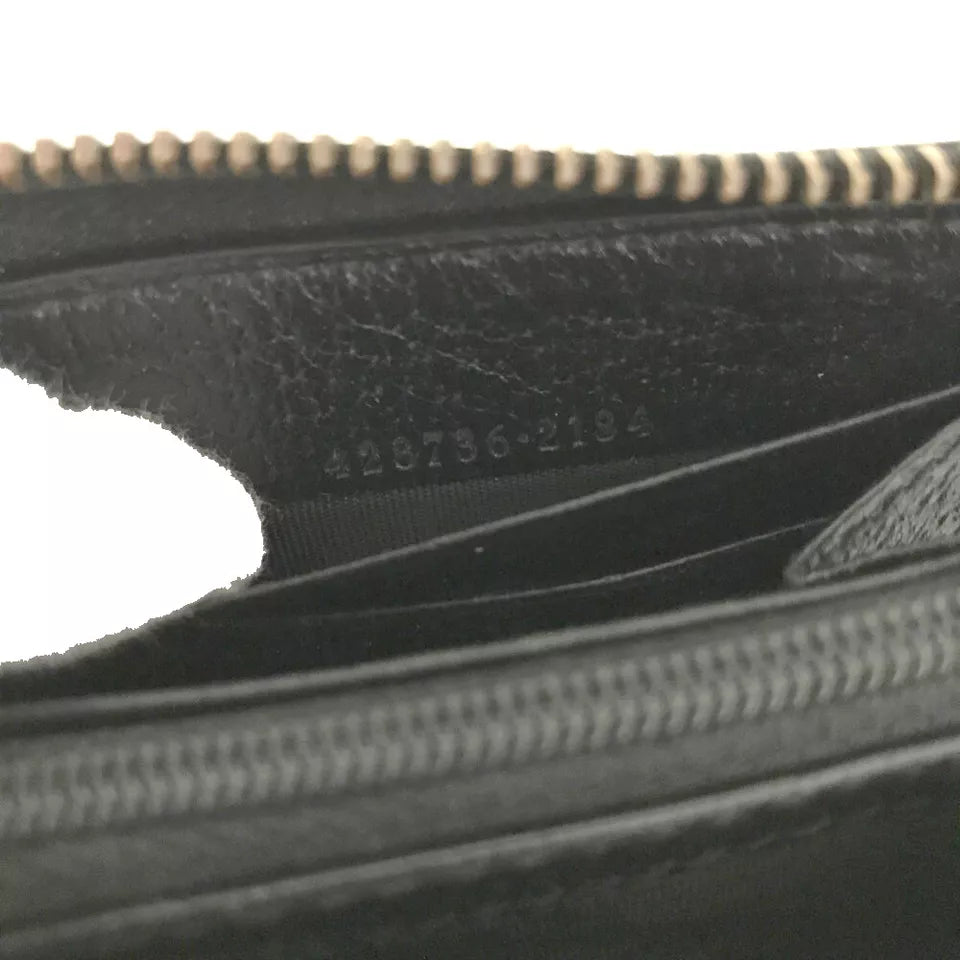 GUCCI GG Marmont Leather Zip Around Long Wallet Black
