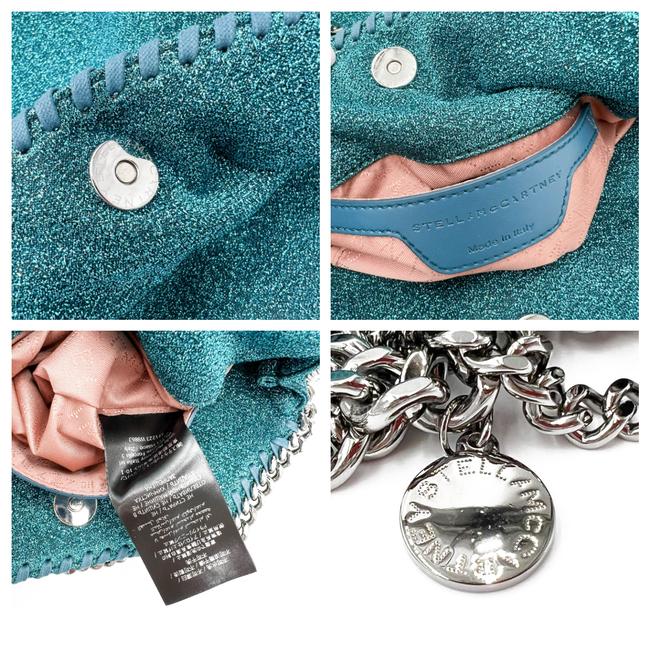 NEW $1290 Stella McCartney Teal Mini Falabella Metallic Blue Faux Leather Cross Body Bag