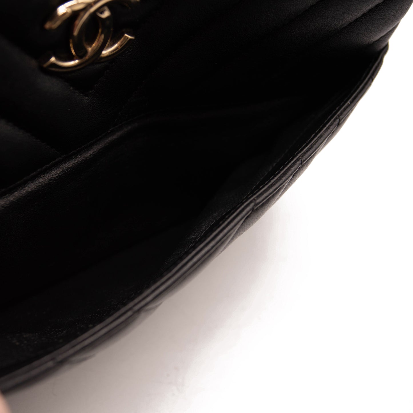 Chanel Lambskin Chevron Quilted Small Trendy CC Bowling Bag Black with Gold Hardware