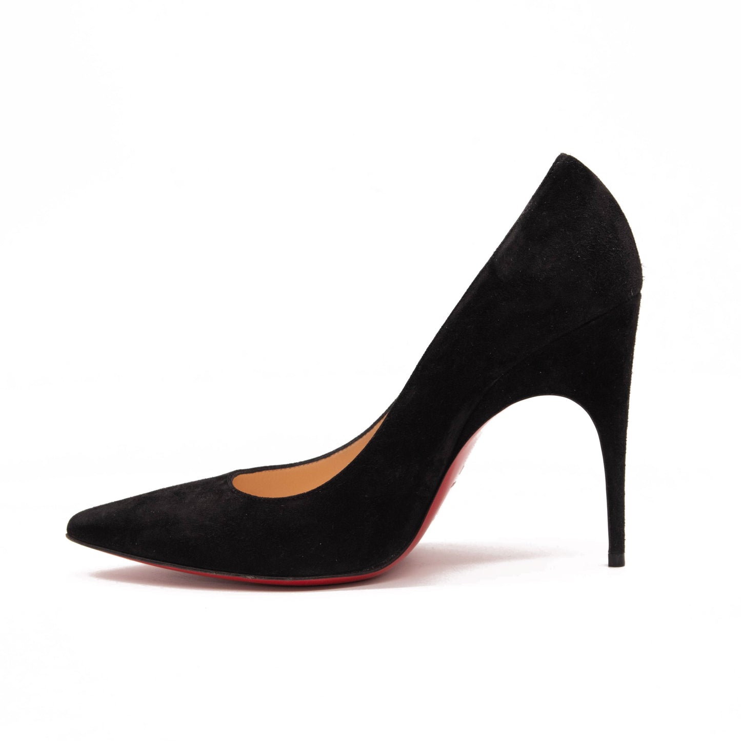 Christian Louboutin Alminette 100 Loubi Black Suede Pointed Classic Heel Pump