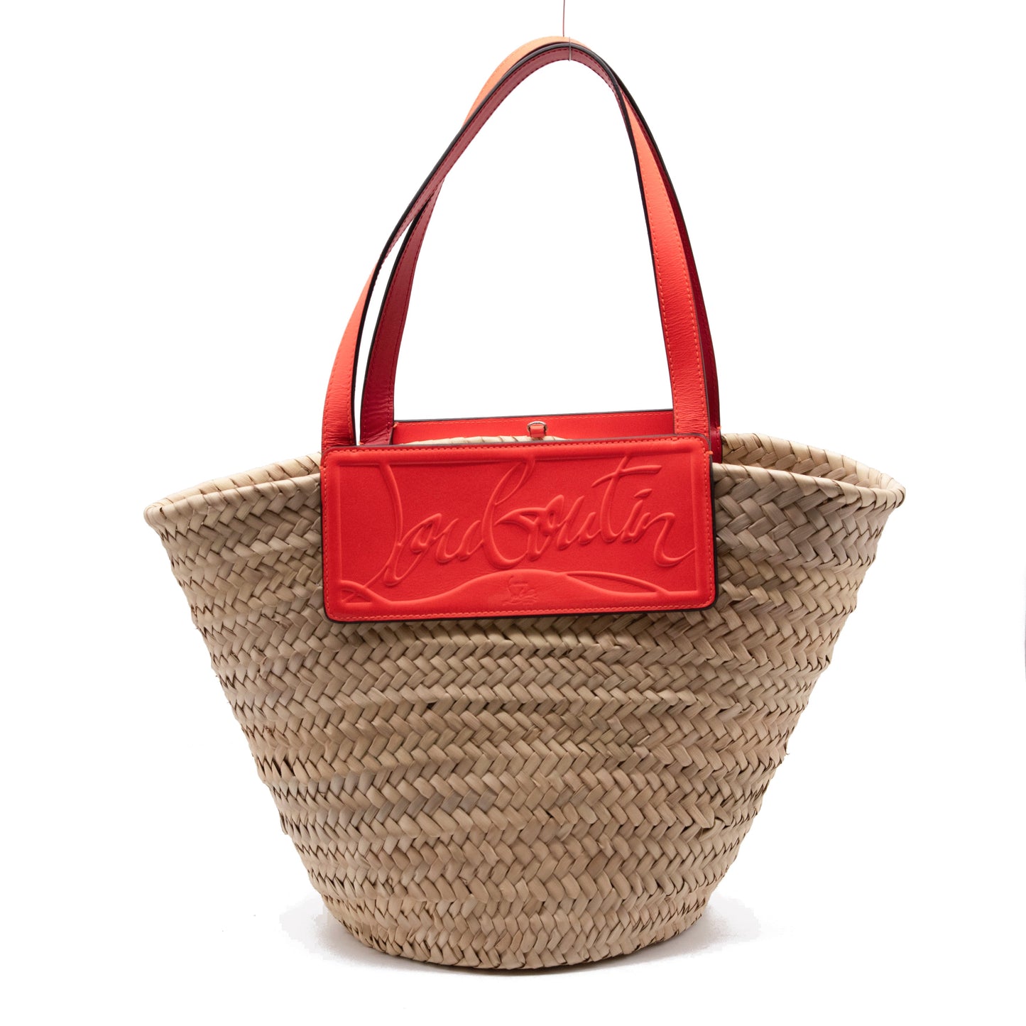 Christian Louboutin Christian Louboutin Loubishore Logo Straw Tote Orange