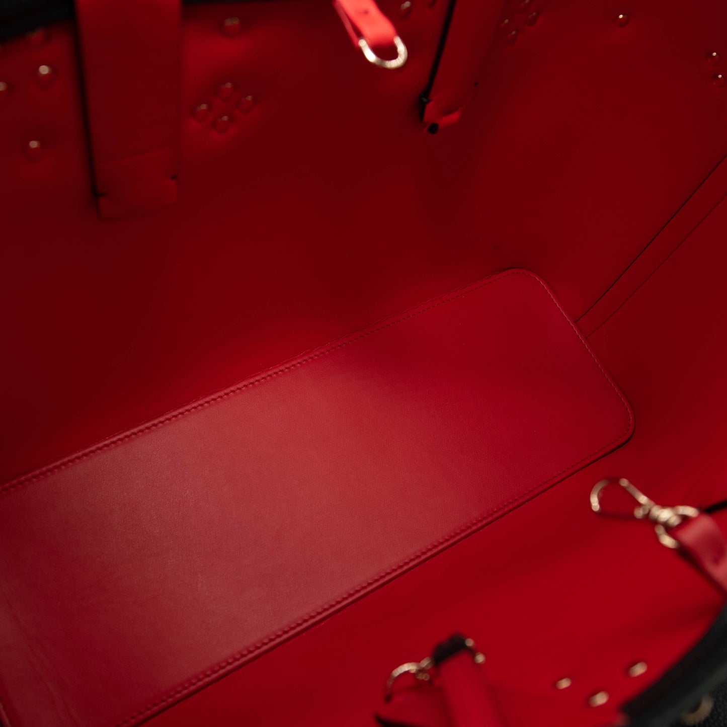 NEW Christian Louboutin Small Cabata Studded Leather Green Tote VOSGES/ GOLD