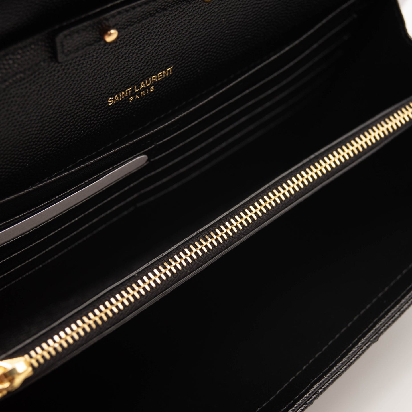 Saint Laurent Classic Monogram Chain Wallet Mixed Matelasse Leather Medium Black Gold