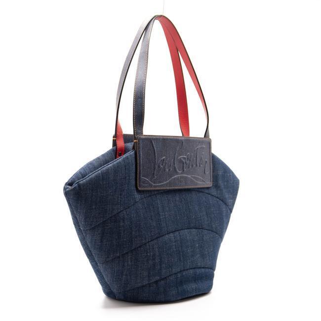 NEW Christian Louboutin Loubishore Miss Shore Weekend Blue Denim Tote
