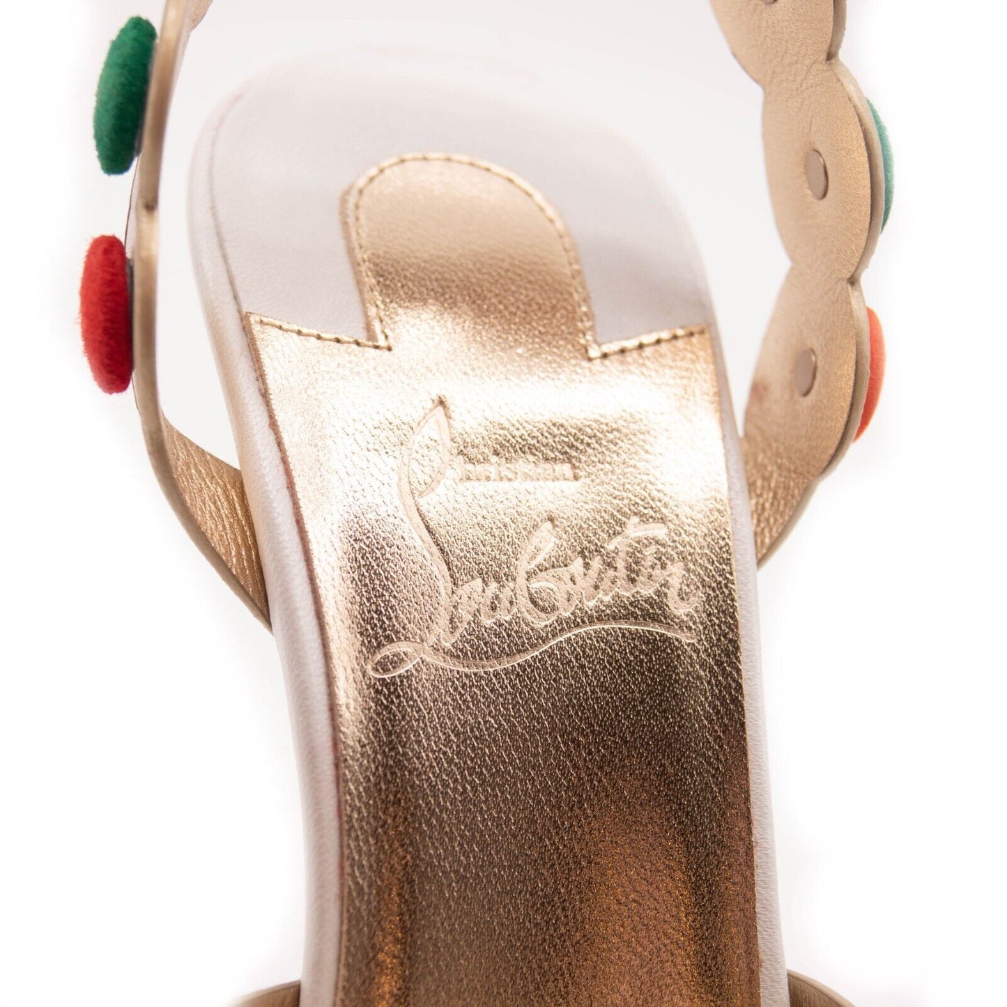 NEW Christian Louboutin White Smartissima 100 Suede-trimmed Leather Sandals