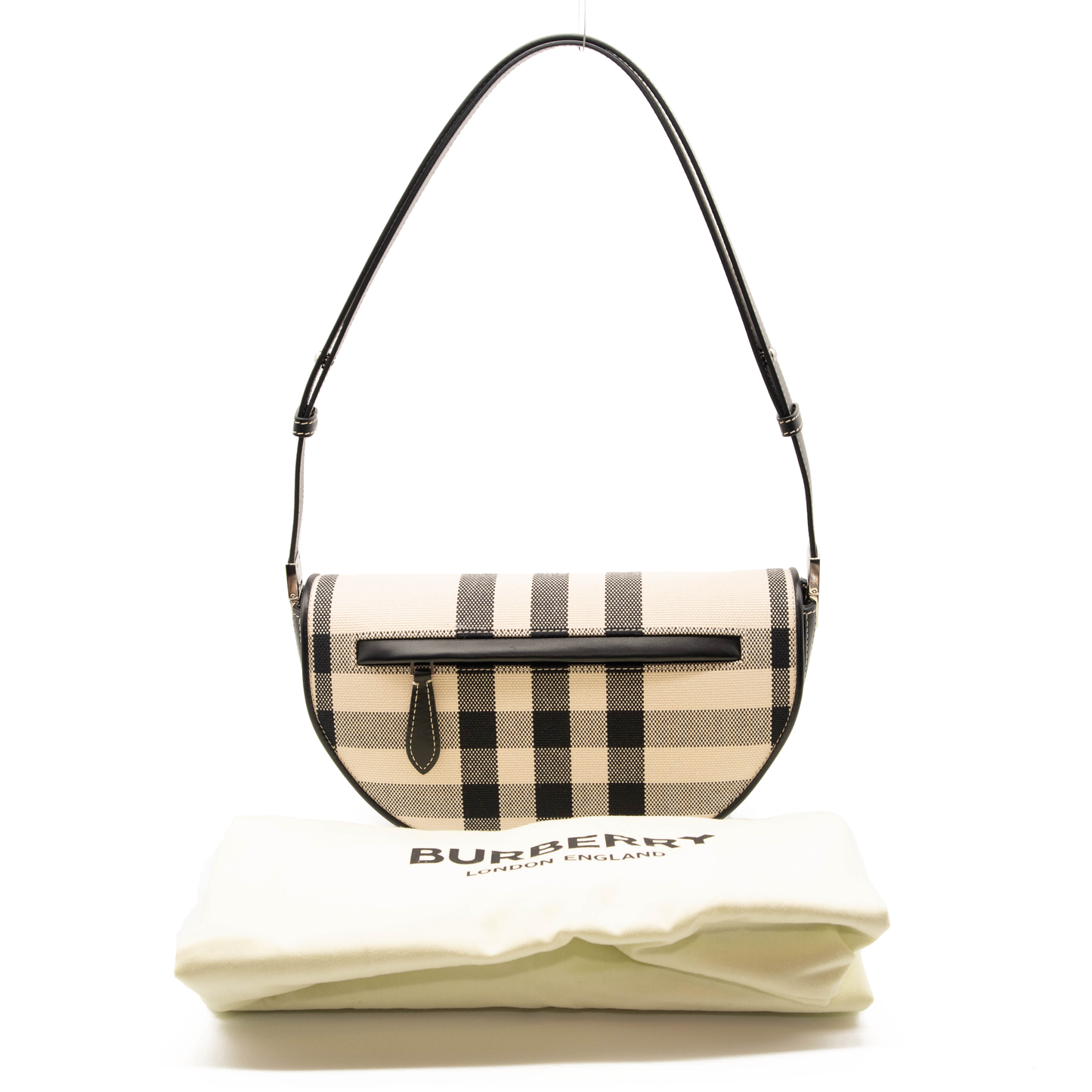 NEW $2050 Burberry Olympia Check Canvas Shoulder Bag