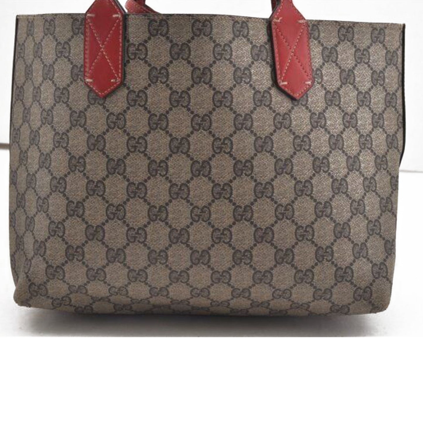 GUCCI GG Supreme Monogram Medium Reversible Tote Beige Red