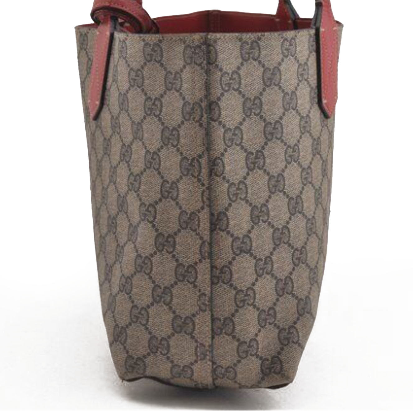 GUCCI GG Supreme Monogram Medium Reversible Tote Beige Red