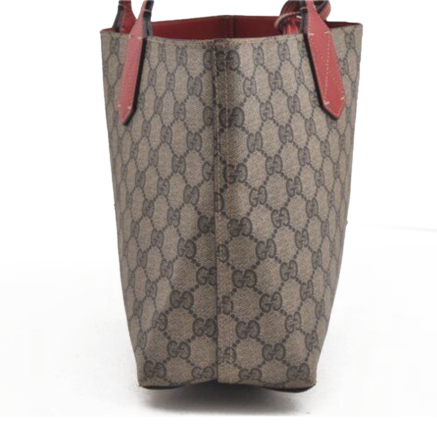 GUCCI GG Supreme Monogram Medium Reversible Tote Beige Red