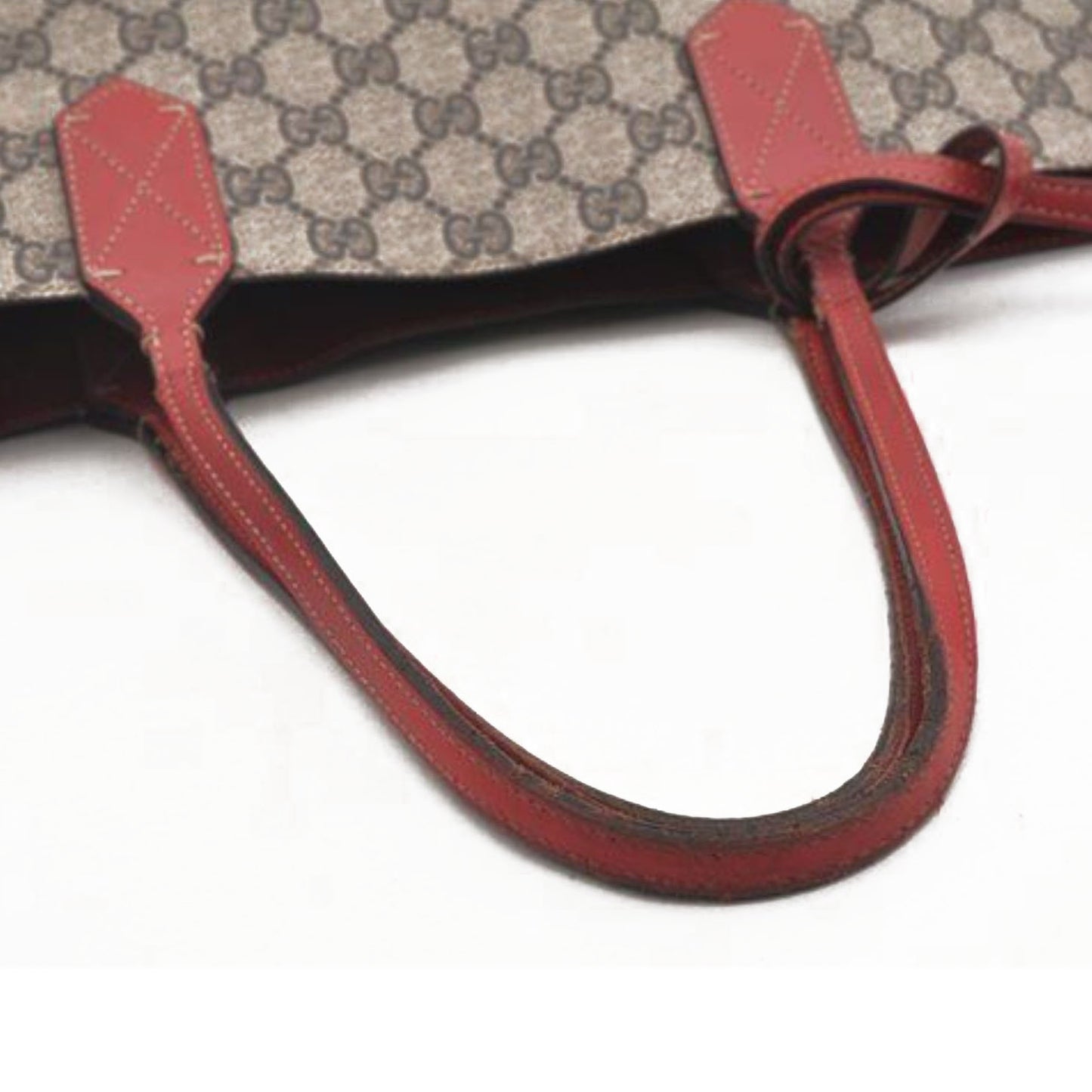 GUCCI GG Supreme Monogram Medium Reversible Tote Beige Red