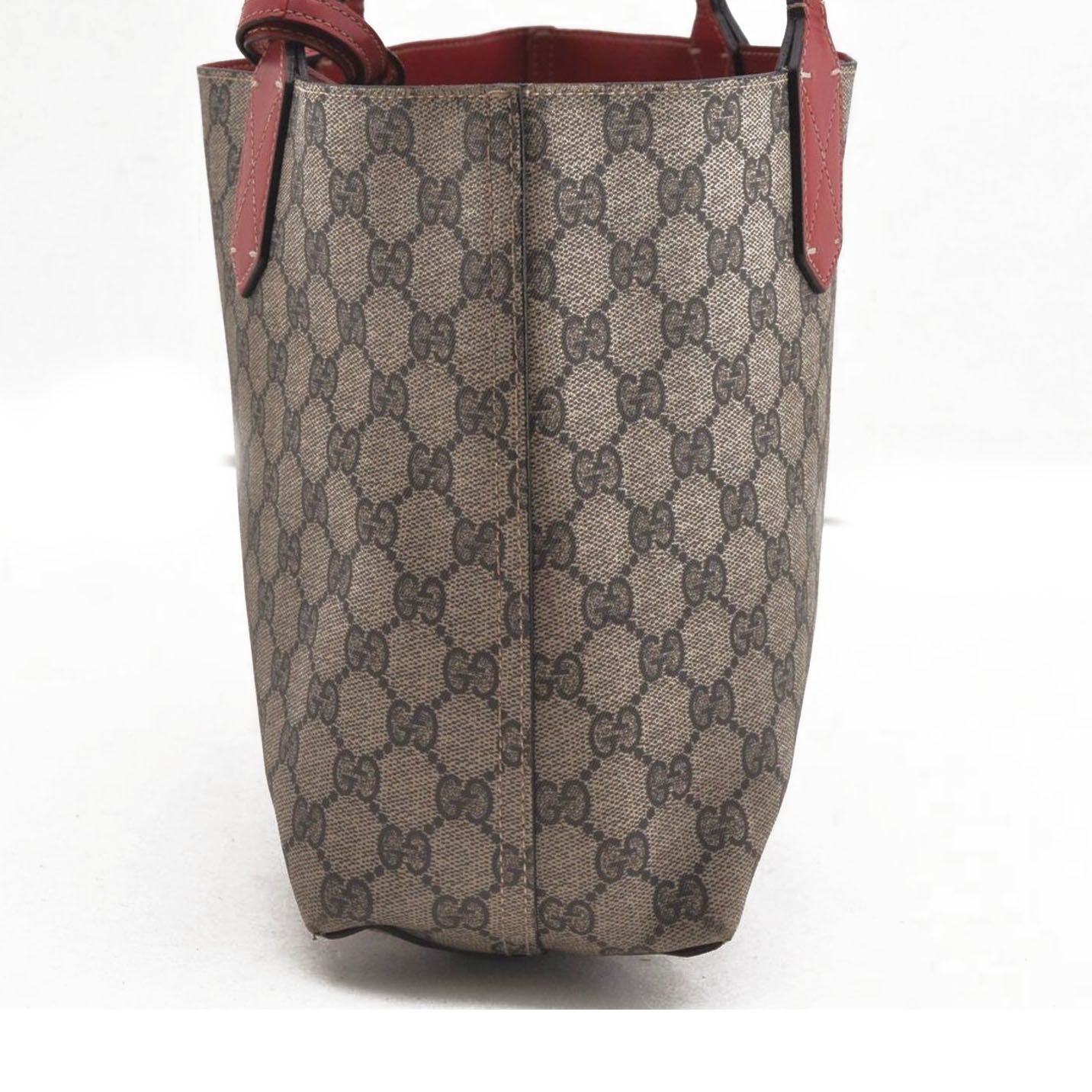 GUCCI GG Supreme Monogram Medium Reversible Tote Beige Red