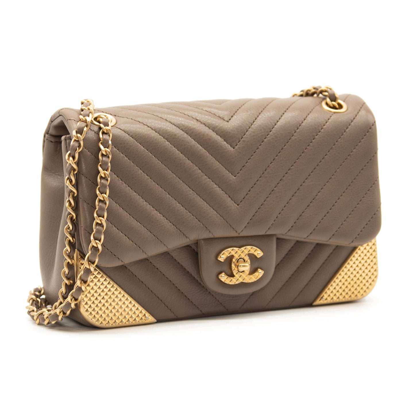 LIKE NEW Chanel Rock the Corner Flap Bag Chevron Mini Chain Shoulder Bag