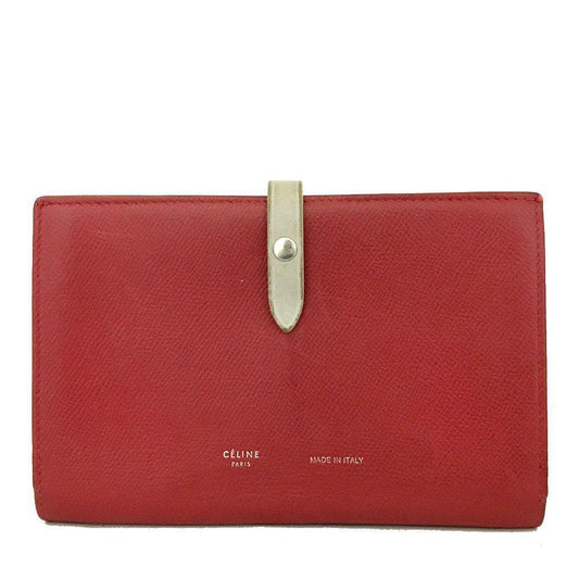 CELINE Grained Calfskin Large Multifunction Strap Wallet Red