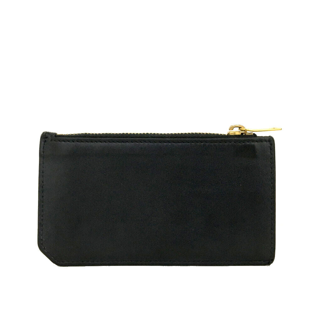 SAINT LAURENT Grained Calfskin 5 Fragments Zip Pouch Card Holder Black