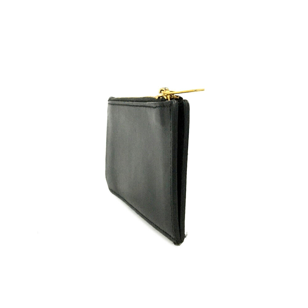SAINT LAURENT Grained Calfskin 5 Fragments Zip Pouch Card Holder Black