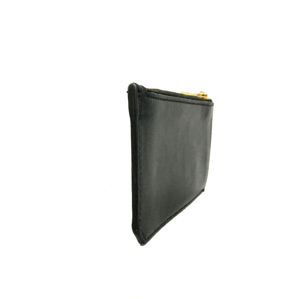 SAINT LAURENT Grained Calfskin 5 Fragments Zip Pouch Card Holder Black