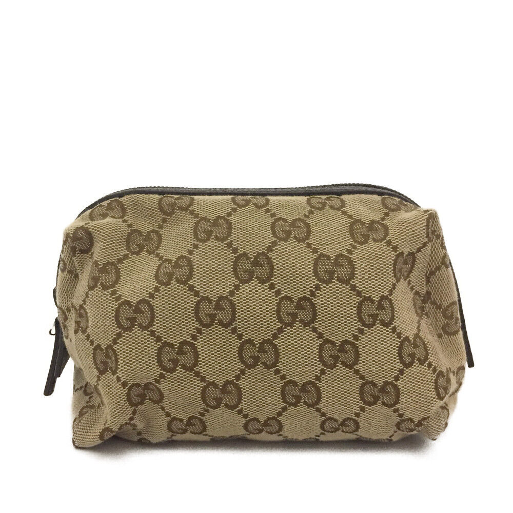 GUCCI Monogram Small Balthus Cosmetic Case Beige Ebony Cocoa