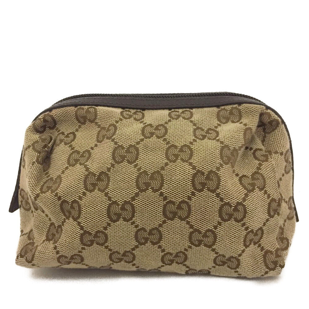 GUCCI Monogram Small Balthus Cosmetic Case Beige Ebony Cocoa