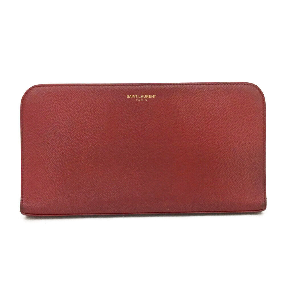 SAINT LAURENT Calfskin Classic Zip Around Continental Wallet Rouge Orient